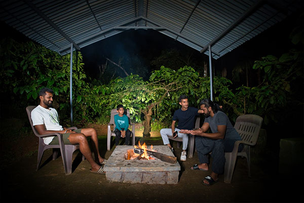 Bonfire evening at Coffee County homestay in Coorg with authentic Kodava hospitality