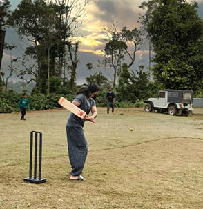 Outdoor games and sports equipment at Madikeri homestay